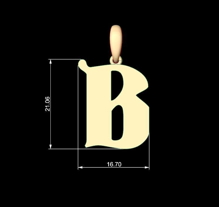 Initial Letters Pendant Deutsch Gothic B 3D print model_5