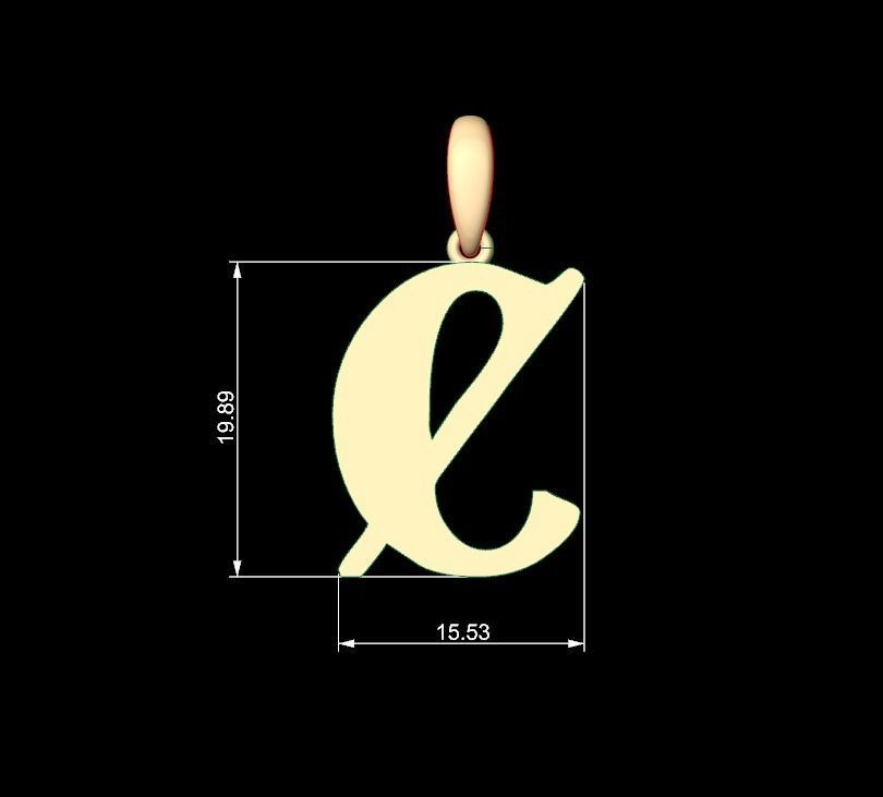 Initial Letters Pendant Deutsch Gothic C 3D print model_4