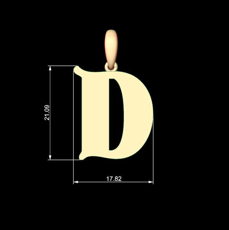 Initial Letters Pendant Deutsch Gothic D 3D print model_5