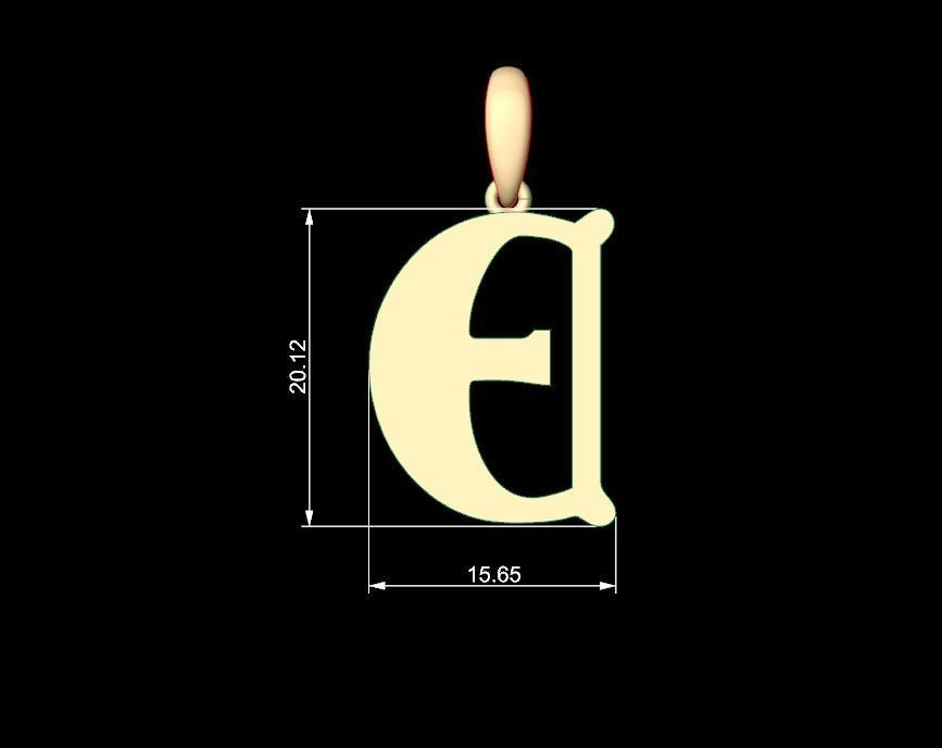 Initial Letters Pendant Deutsch Gothic E 3D print model_5