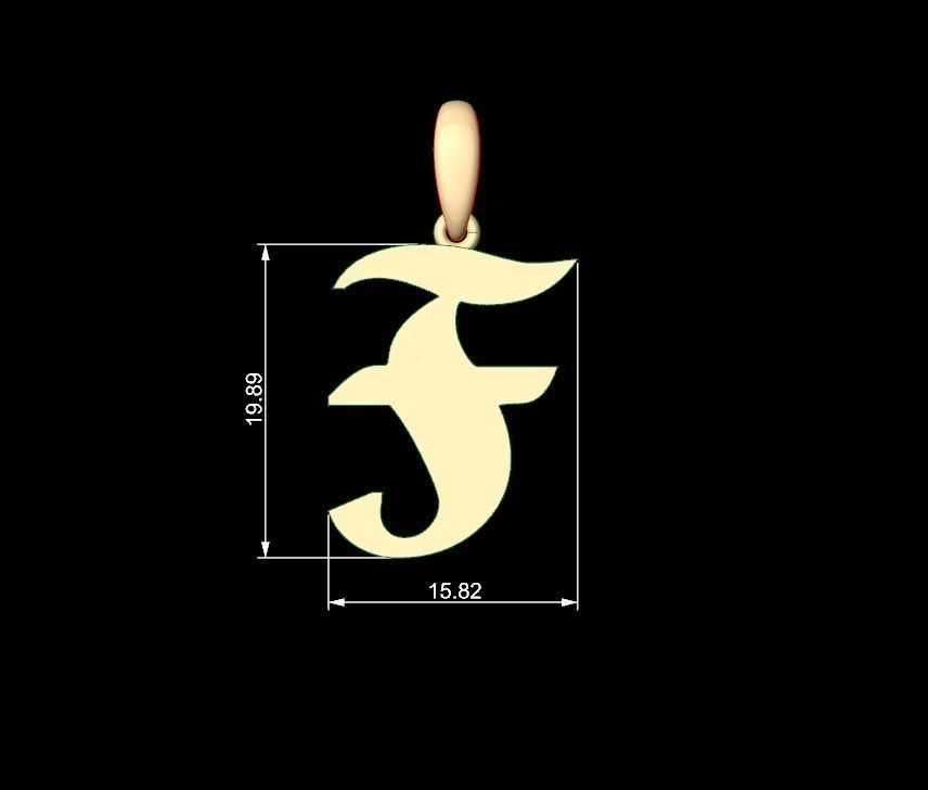 Initial Letters Pendant Deutsch Gothic F 3D print model_4