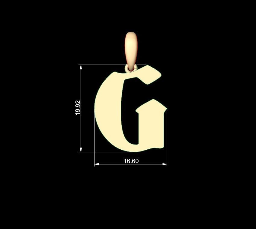 Initial Letters Pendant Deutsch Gothic G 3D print model_4