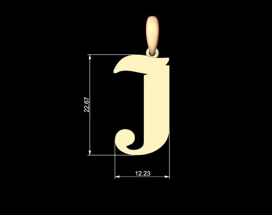 Initial Letters Pendant Deutsch Gothic J 3D print model_5
