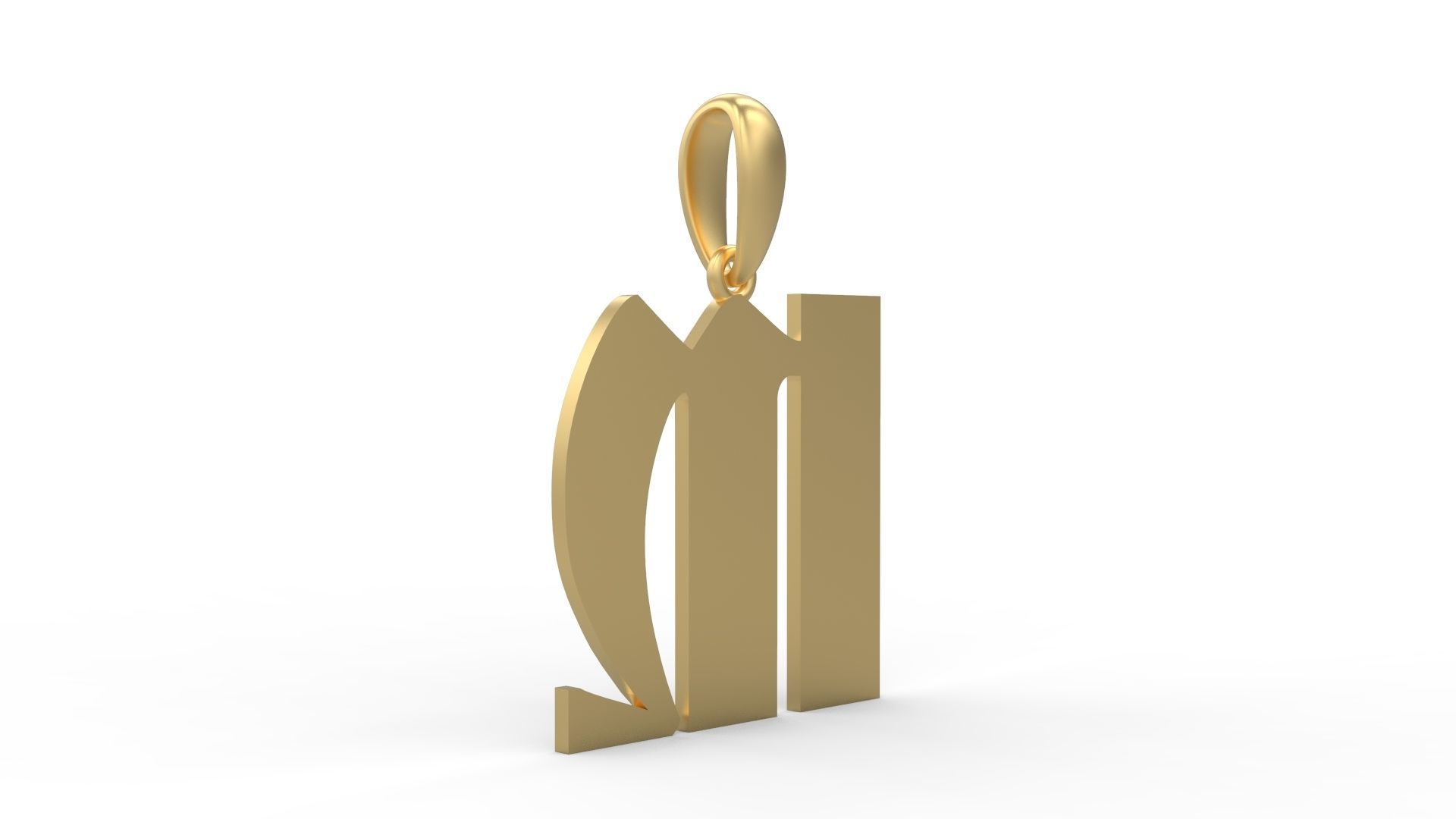 Initial Letters Pendant Deutsch Gothic M 3D print model_3