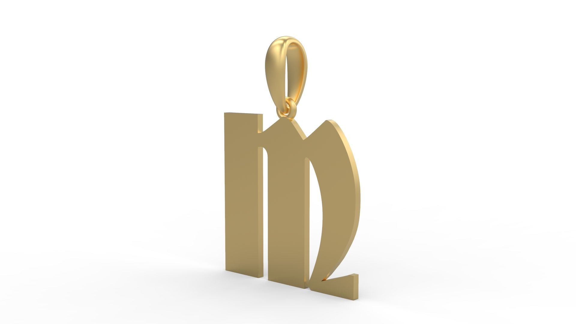 Initial Letters Pendant Deutsch Gothic M 3D print model_1