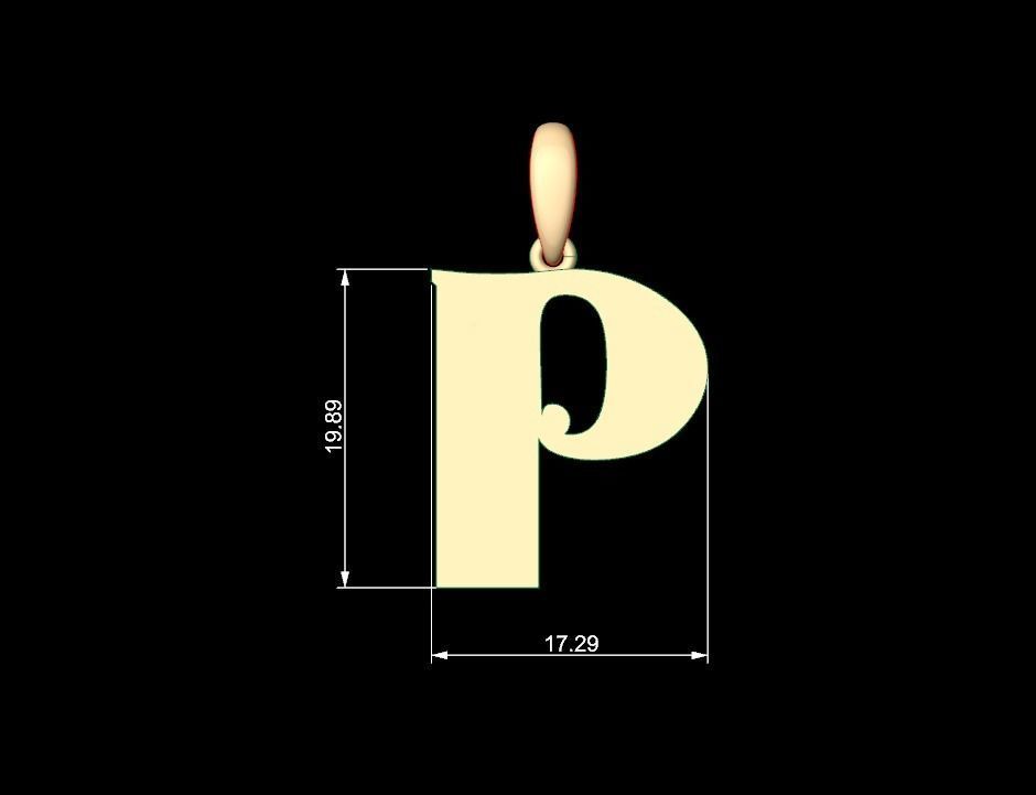 Initial Letters Pendant Deutsch Gothic P 3D print model_5