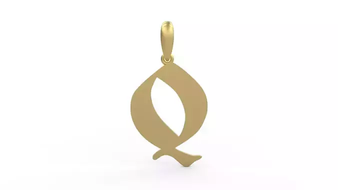 Initial Letters Pendant Deutsch Gothic Q 3D print model