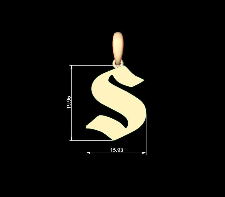 Initial Letters Pendant Deutsch Gothic S 3D print model_5