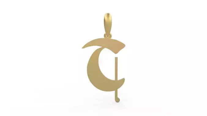 Initial Letters Pendant Deutsch Gothic T 3D print model