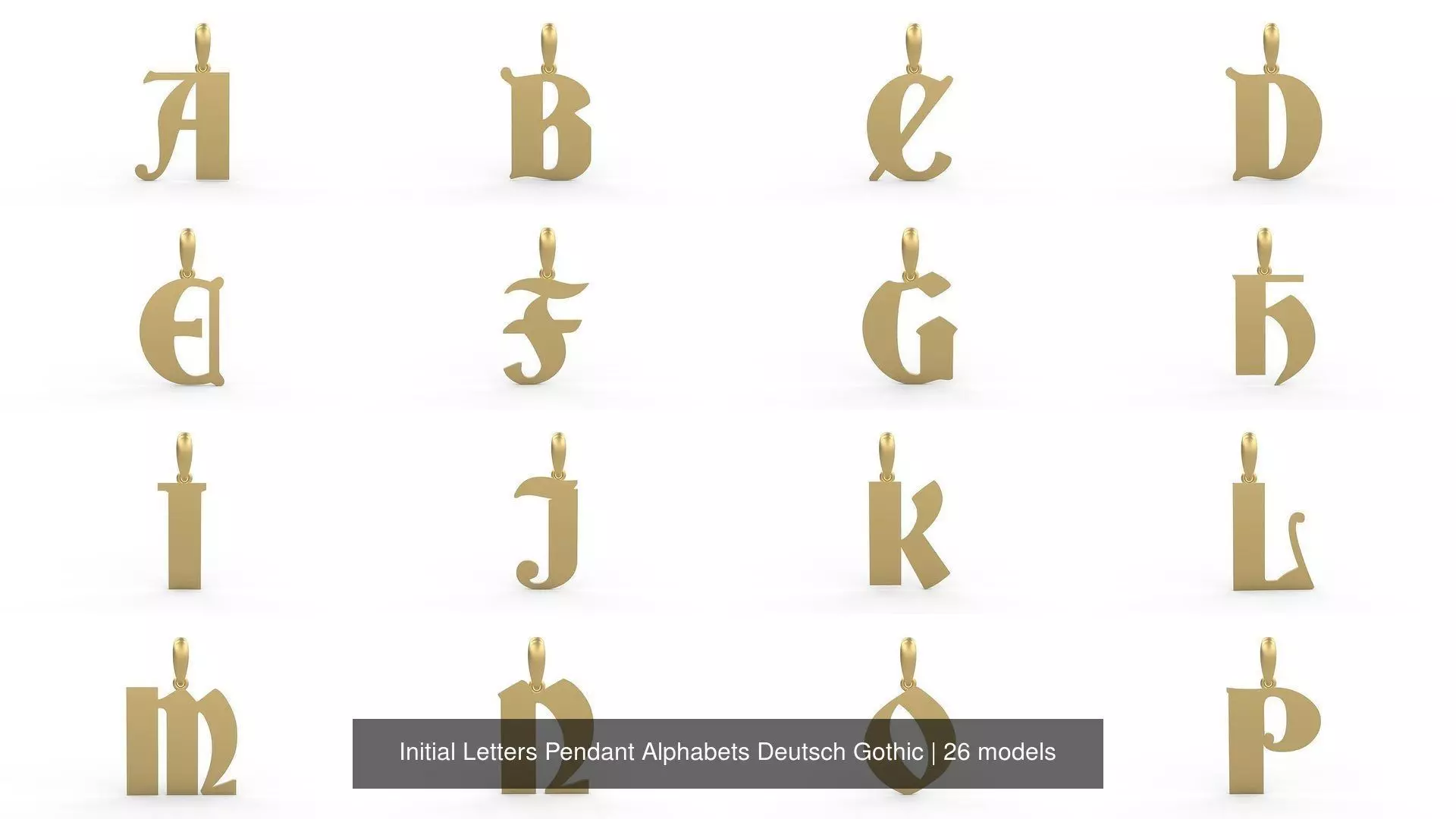 Initial Letters Pendant Alphabets Deutsch Gothic 3D Model Collection_0