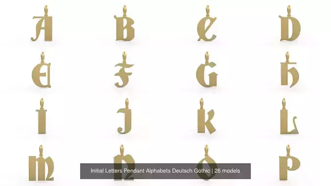 Initial Letters Pendant Alphabets Deutsch Gothic 3D Model Collection