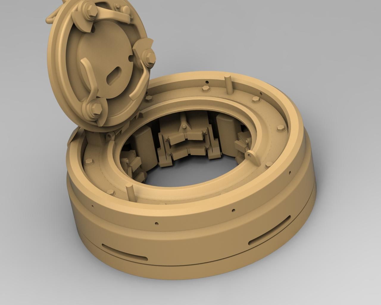 Tiger H1 Panzer Cupola 1-10 scale  stl 3d model 3D print model_2