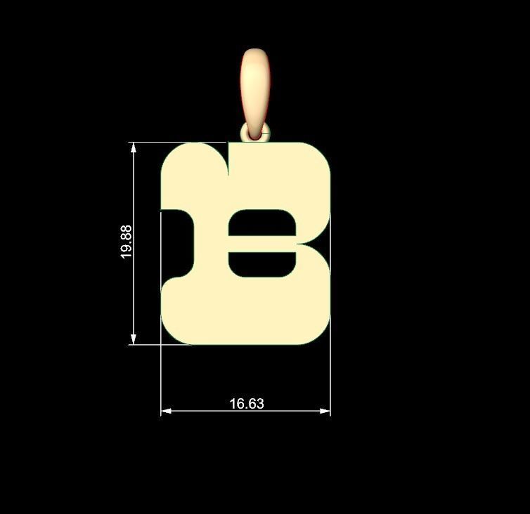 Initial Letters Pendant Discomobile 1972 B 3D print model_4