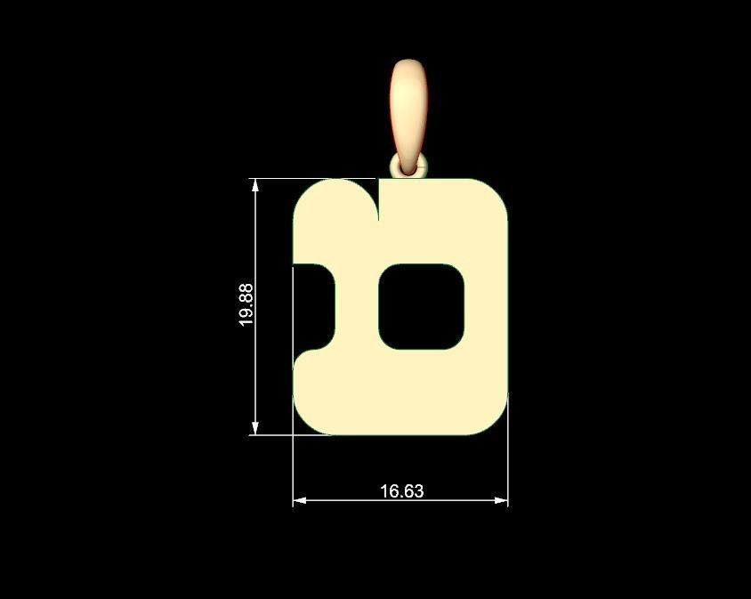 Initial Letters Pendant Discomobile 1972 D 3D print model_4