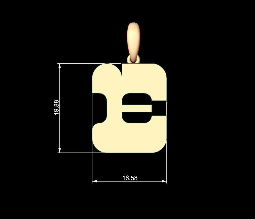 Initial Letters Pendant Discomobile 1972 E 3D print model_4