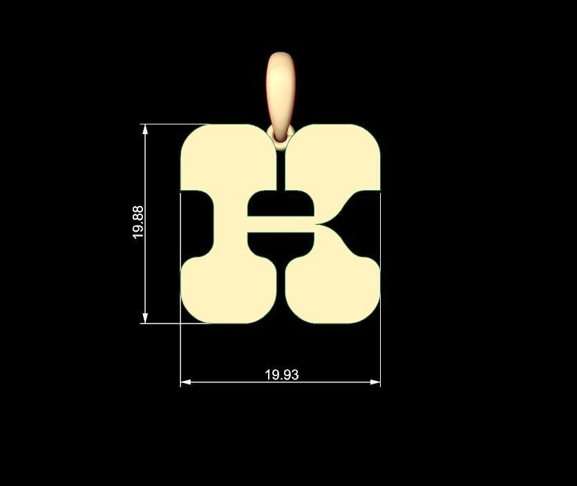 Initial Letters Pendant Discomobile 1972 K 3D print model_5
