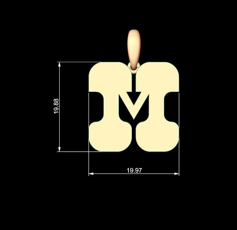 Initial Letters Pendant Discomobile 1972 M 3D print model_4