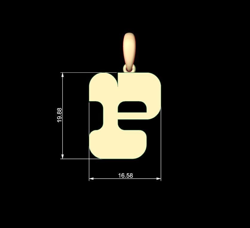 Initial Letters Pendant Discomobile 1972 P 3D print model_4