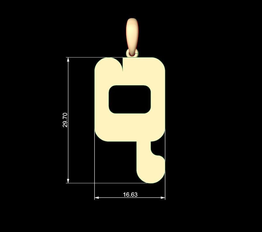 Initial Letters Pendant Discomobile 1972 Q 3D print model_4