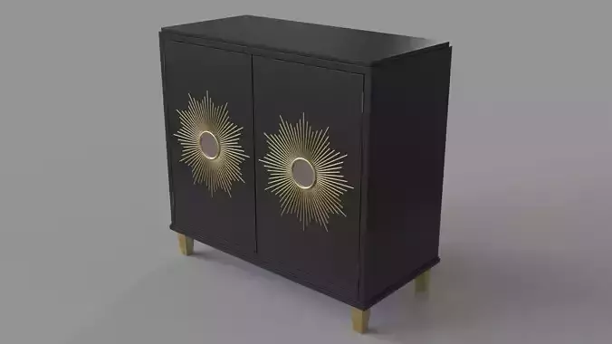Starburst Two Door Cabinet Navy Gold 3D model