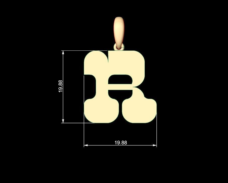 Initial Letters Pendant Discomobile 1972 R 3D print model_4