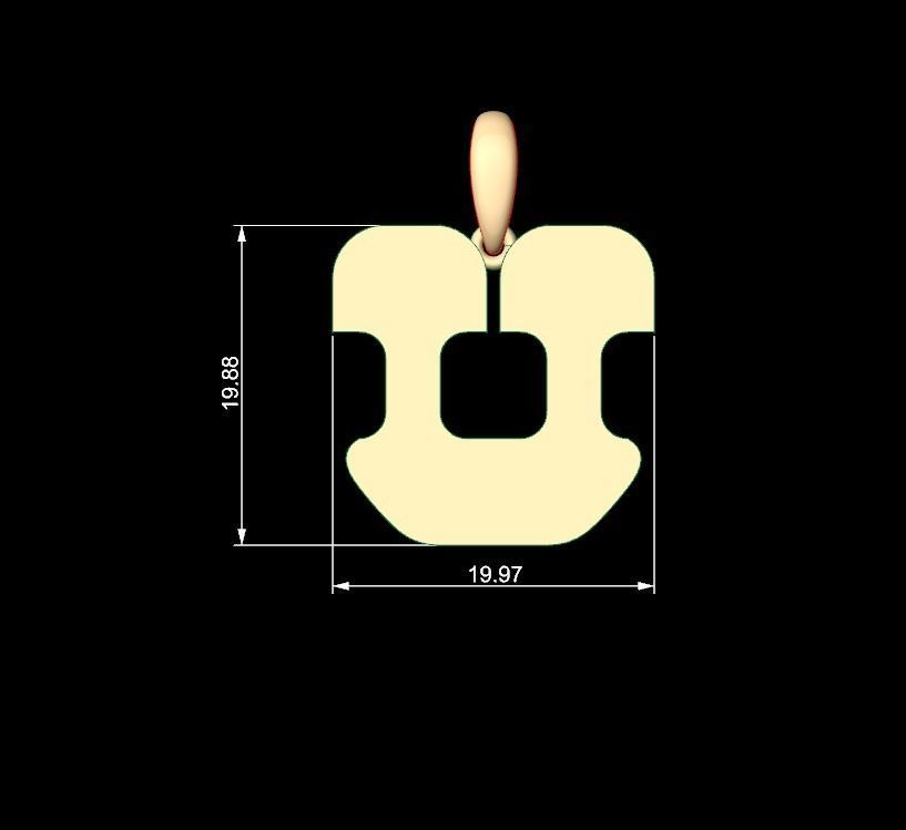 Initial Letters Pendant Discomobile 1972 V 3D print model_4