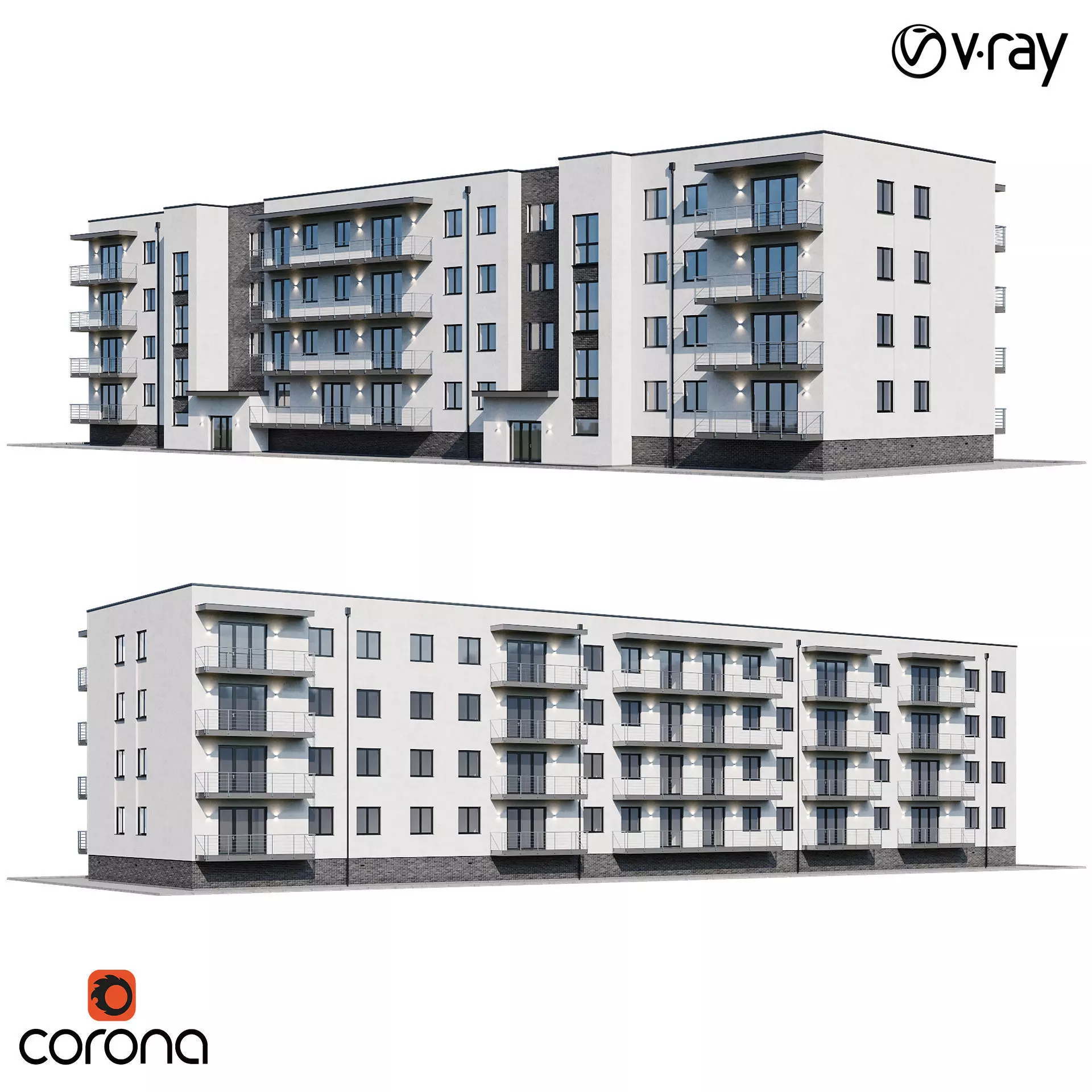 Apartment house 1 3D model_0