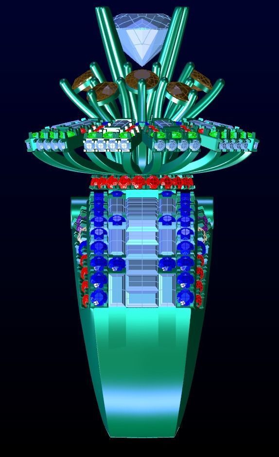 Halo Baguette Diamond Ring 3D print model_6