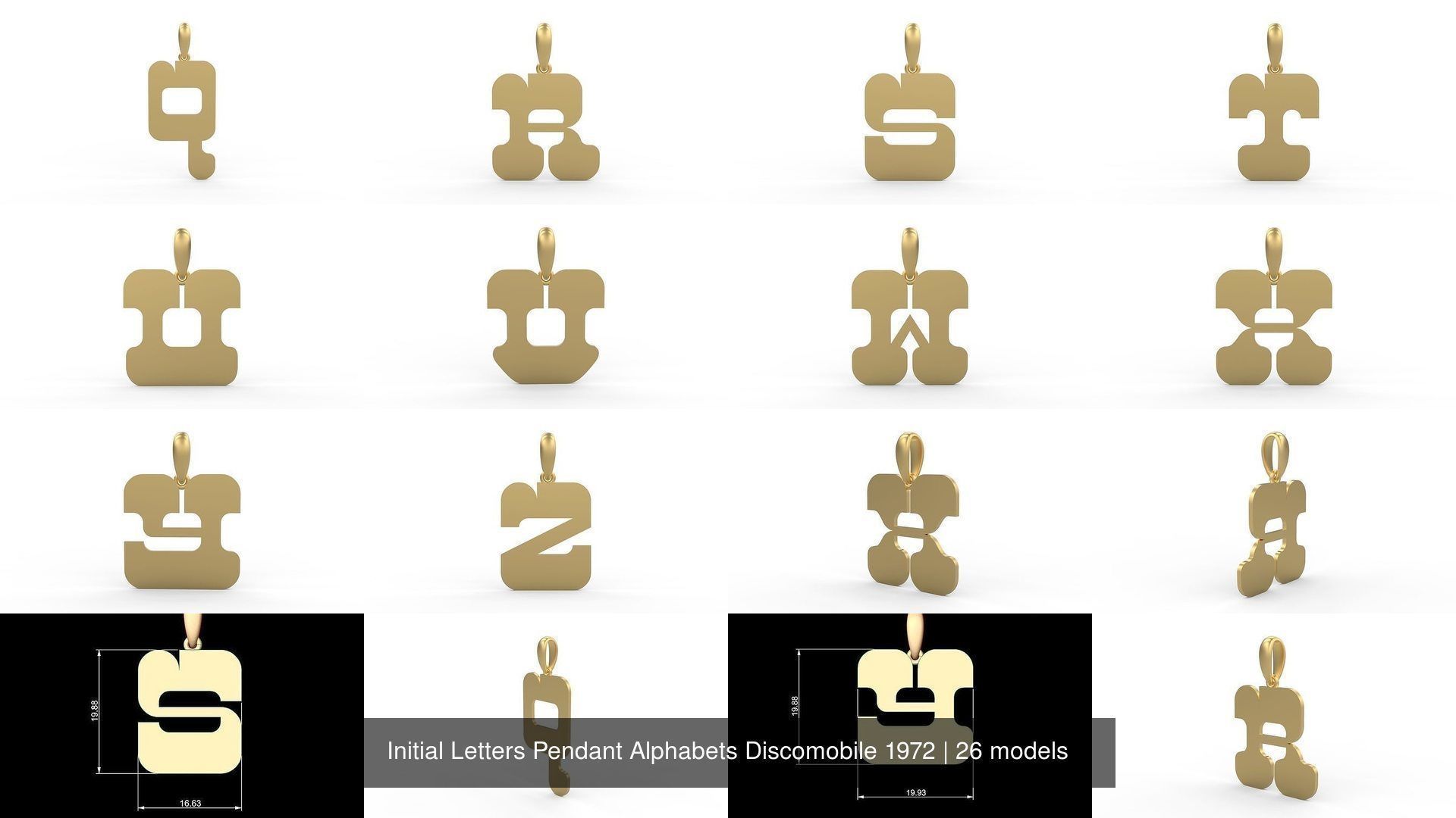 Initial Letters Pendant Alphabets Discomobile 1972 3D Model Collection_2