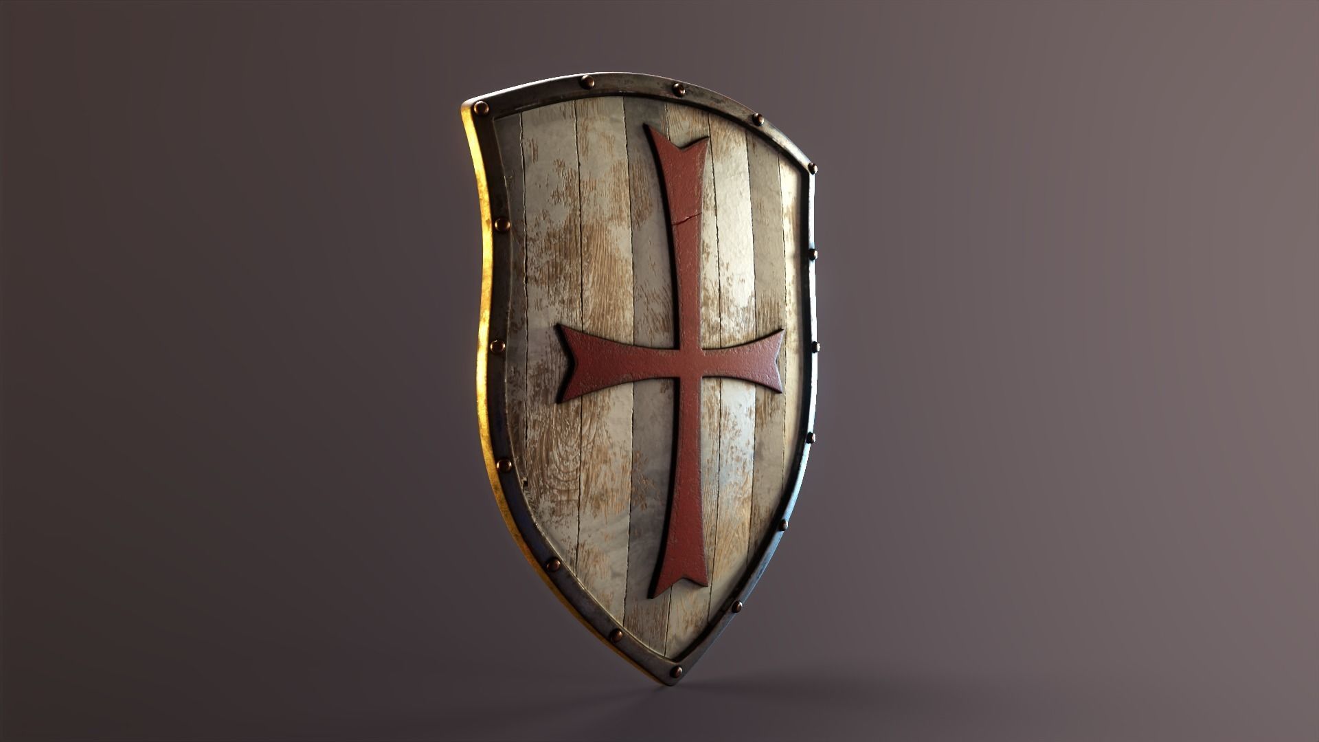 Crusader Shield Low-poly 3D model_1