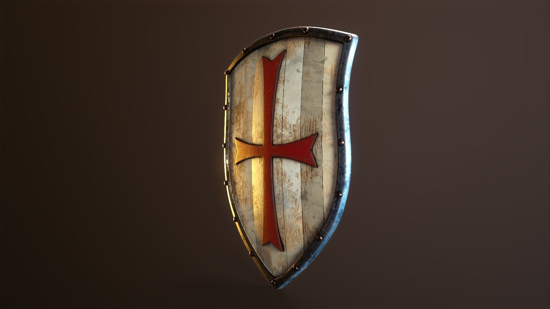 Crusader Shield Low-poly 3D model_2