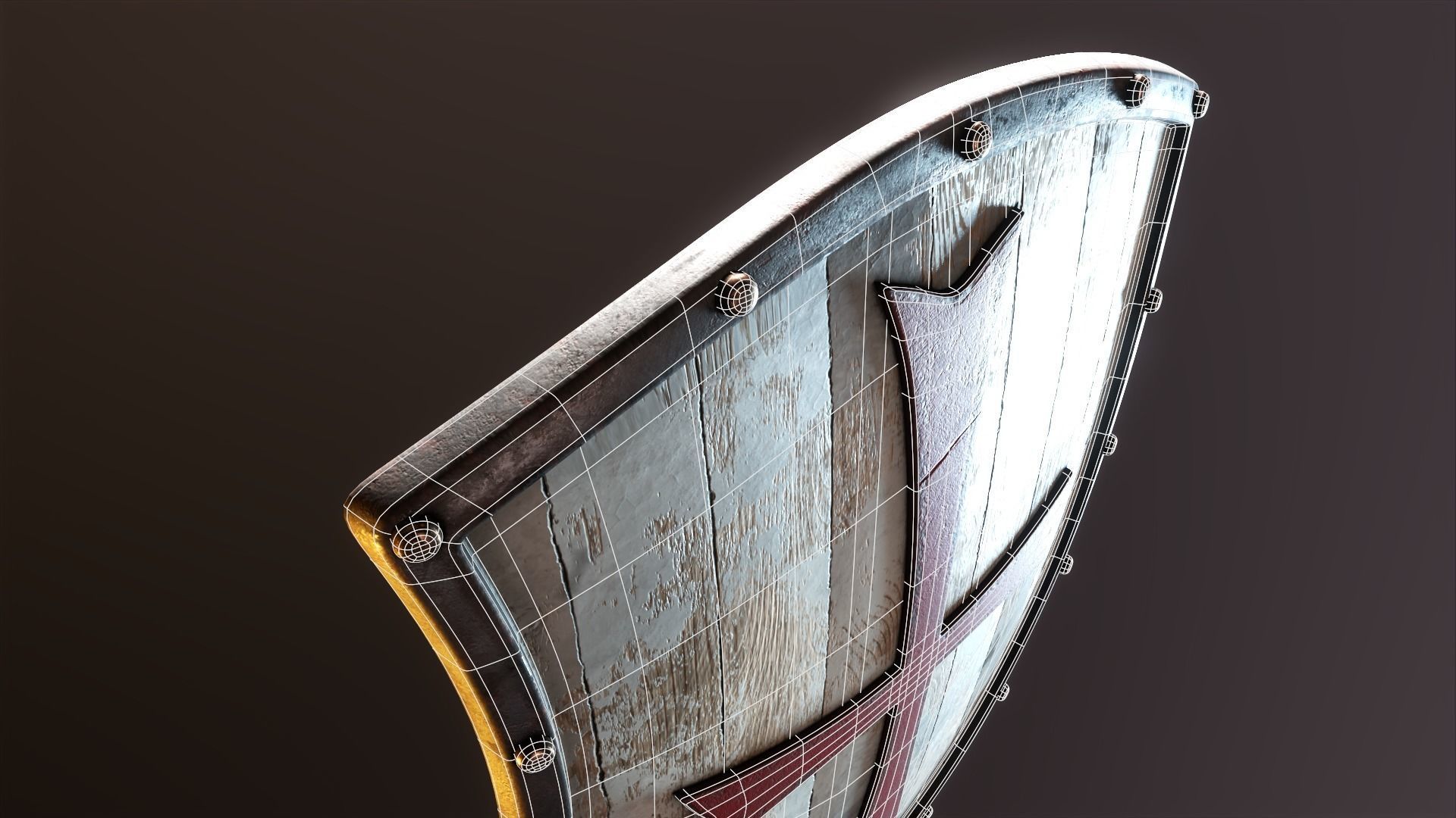 Crusader Shield Low-poly 3D model_15