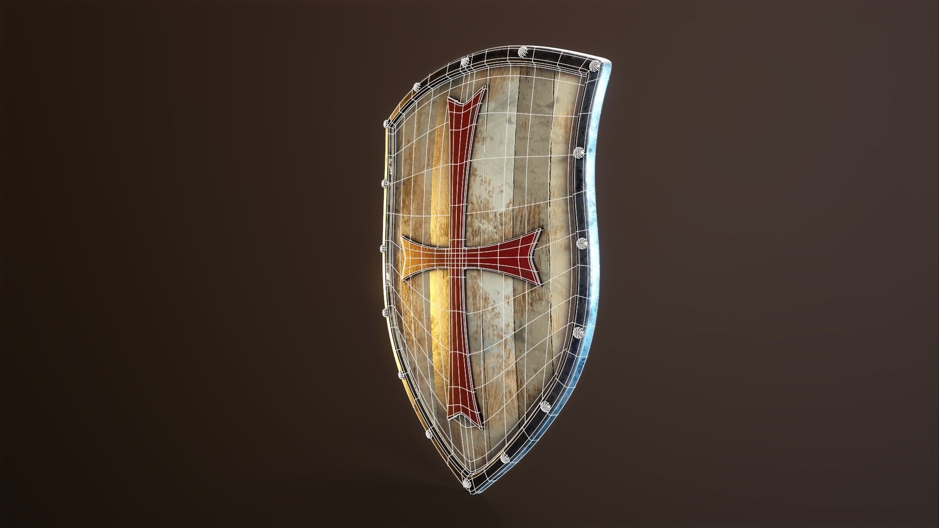 Crusader Shield Low-poly 3D model_10