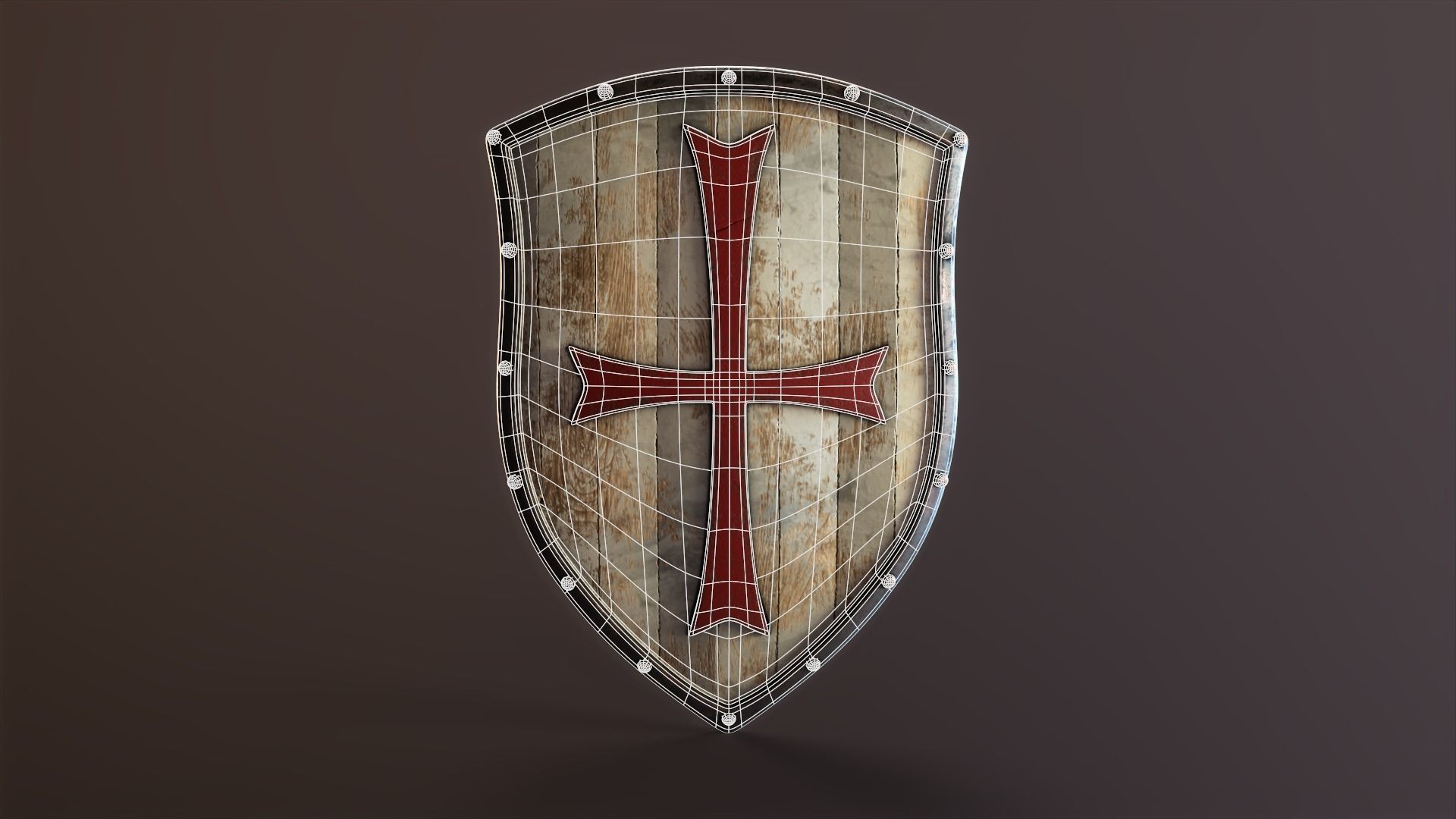 Crusader Shield Low-poly 3D model_8