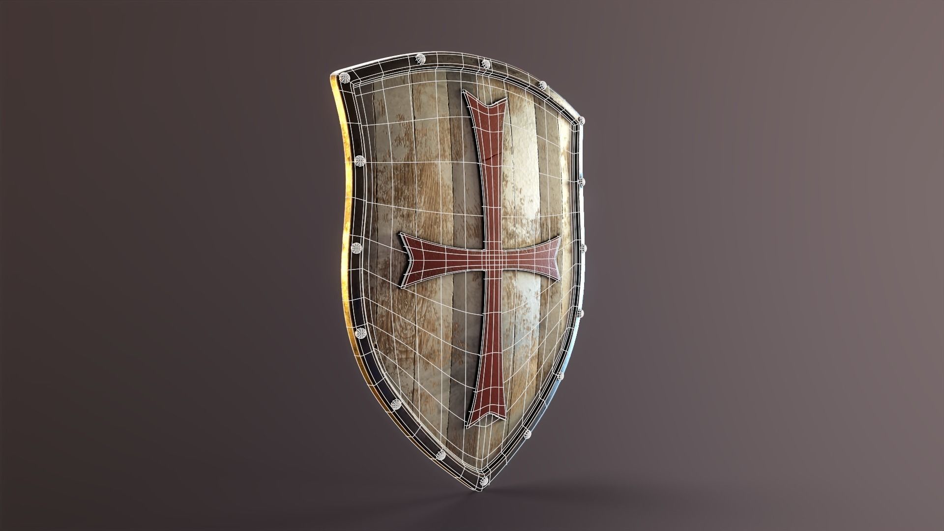 Crusader Shield Low-poly 3D model_9