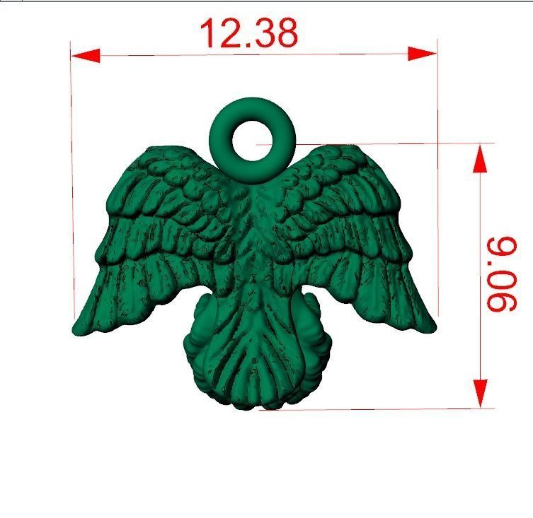 Eagle spread wings claws gem pendant 3D print model_12
