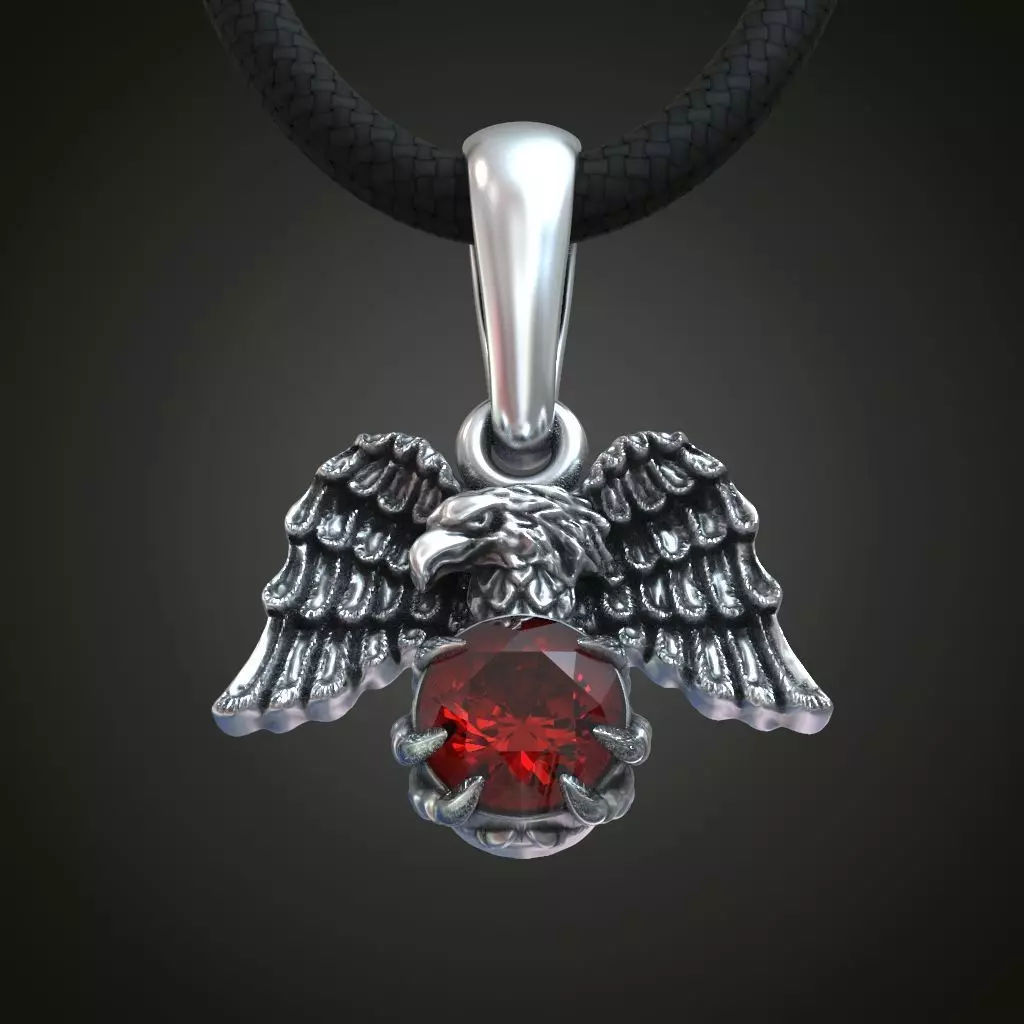 Eagle spread wings claws gem pendant 3D print model_0