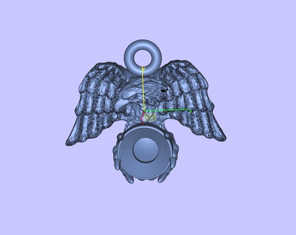 Eagle spread wings claws gem pendant 3D print model_9