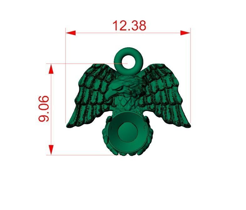Eagle spread wings claws gem pendant 3D print model_7