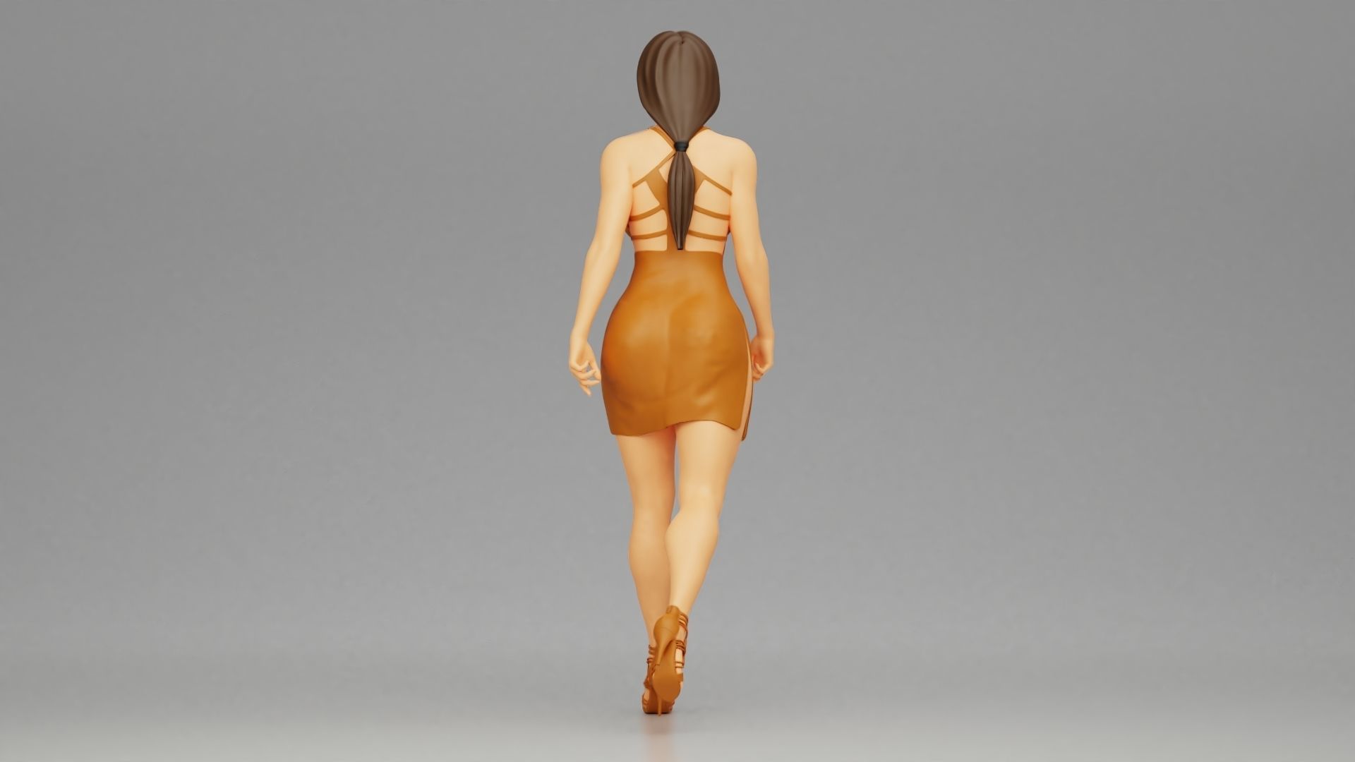 Girl Dress Walking 3D print model_2