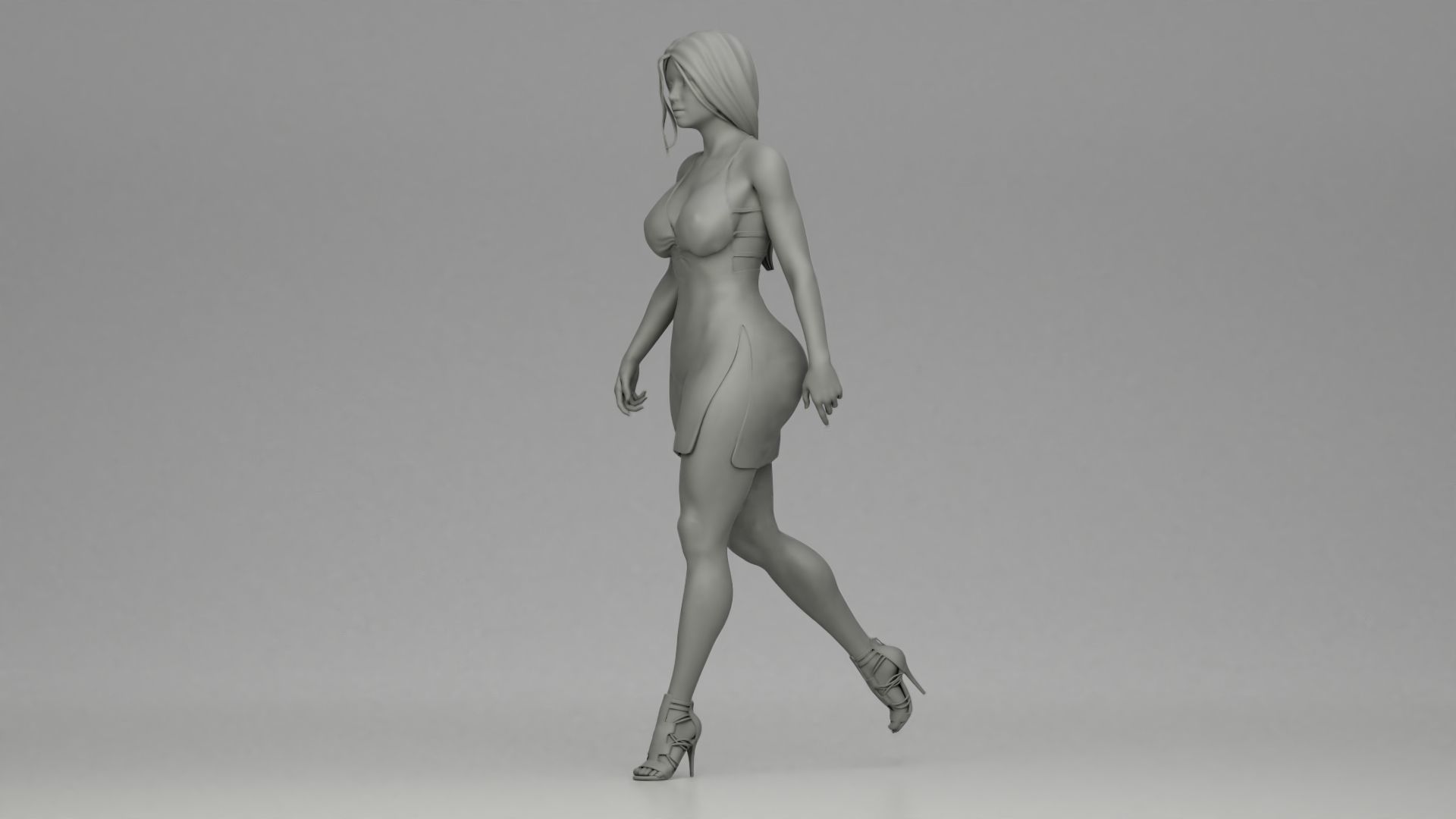 Girl Dress Walking 3D print model_10