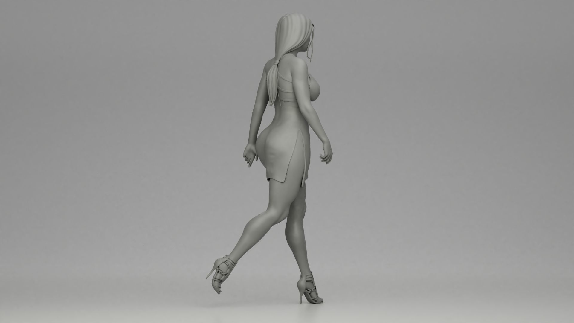 Girl Dress Walking 3D print model_7