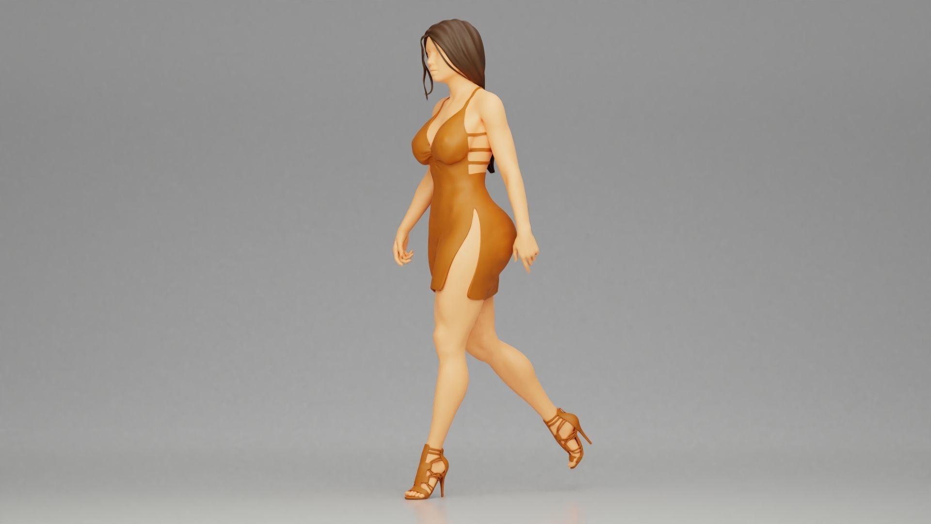 Girl Dress Walking 3D print model_4