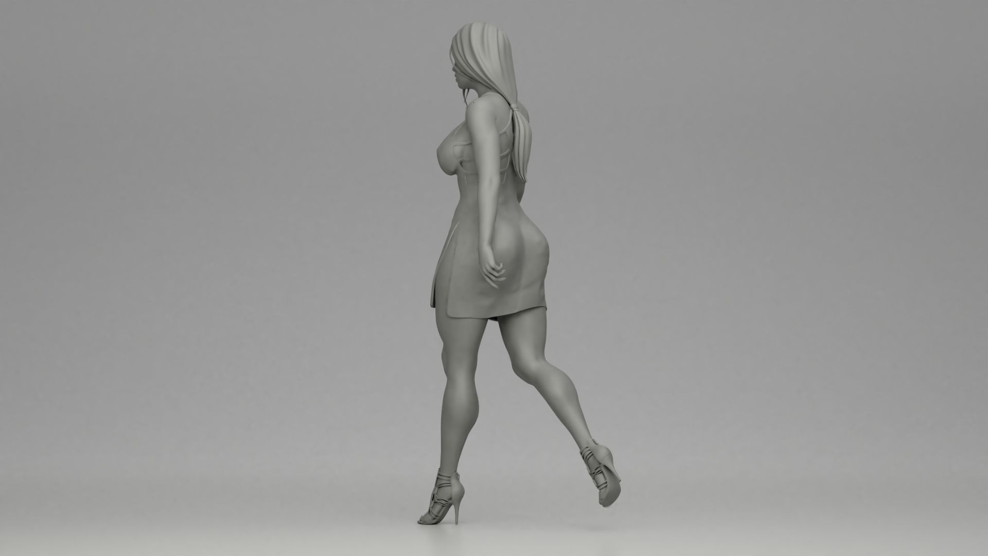 Girl Dress Walking 3D print model_9