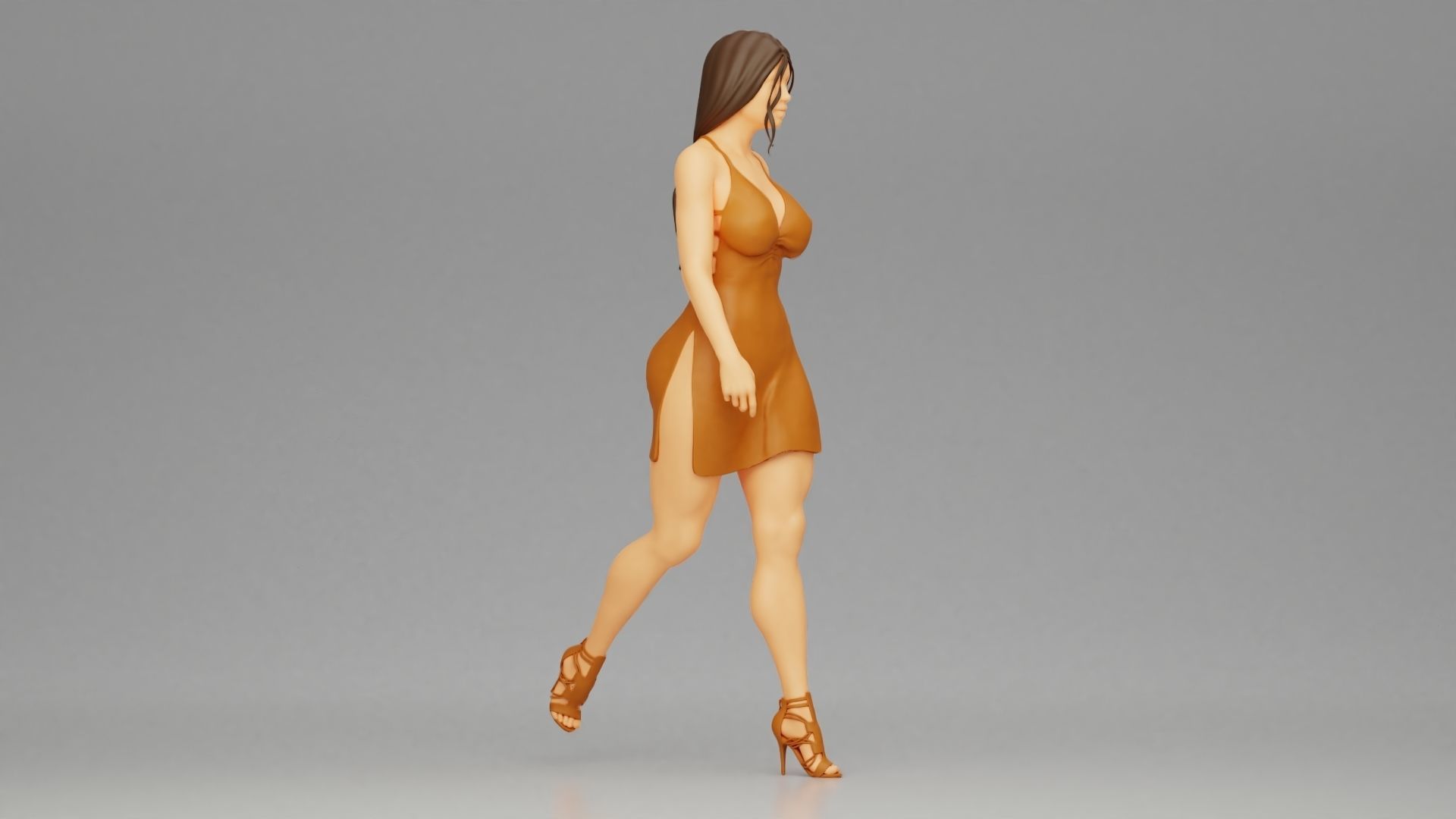 Girl Dress Walking 3D print model_1