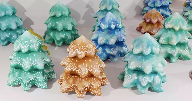 Cartoon Magic Watercolor Tree set 30 different colors - toon sky Low-poly 3D model Cartoon Magic Watercolor Tree set 30 different colors - toon sky Low-poly 3D model