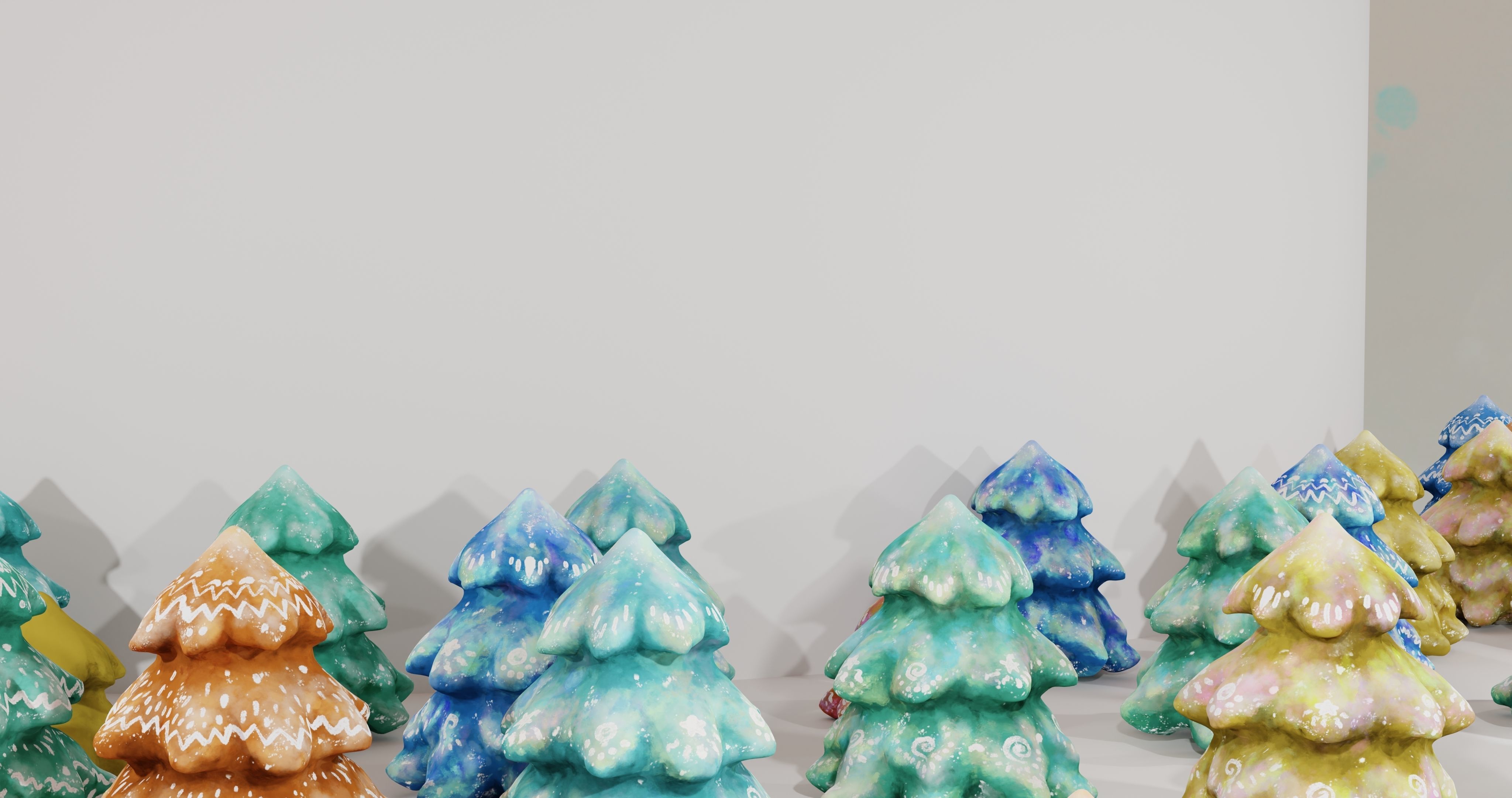 Cartoon Magic Watercolor Tree set 30 different colors - toon sky Low-poly 3D model_26