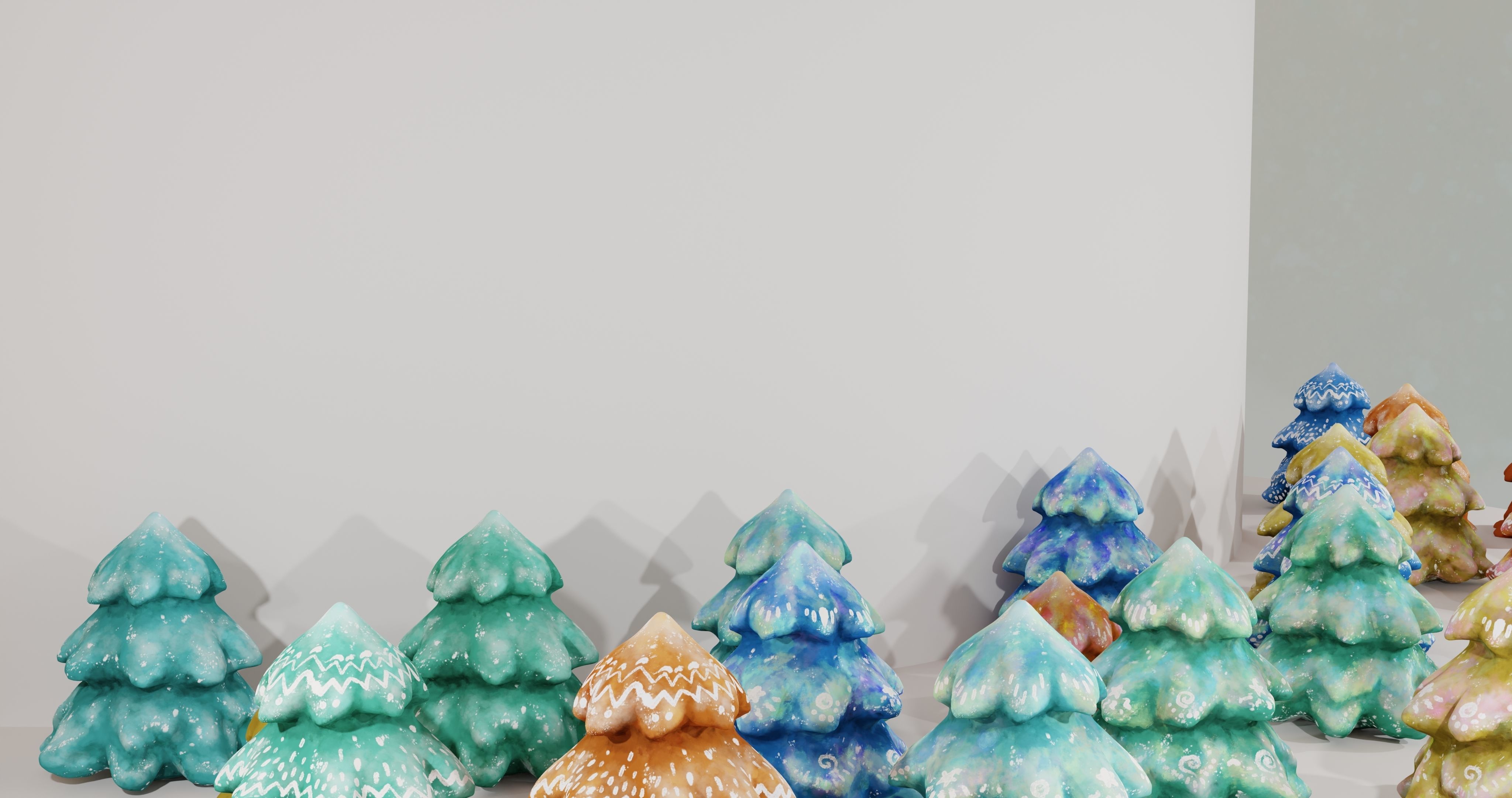 Cartoon Magic Watercolor Tree set 30 different colors - toon sky Low-poly 3D model_36