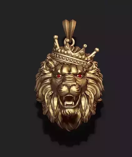 lion necklace with crown eye gem