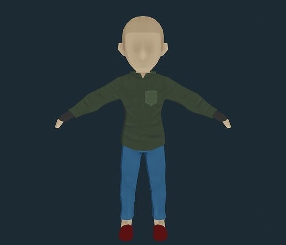 character with a set of clothes Low-poly 3D model